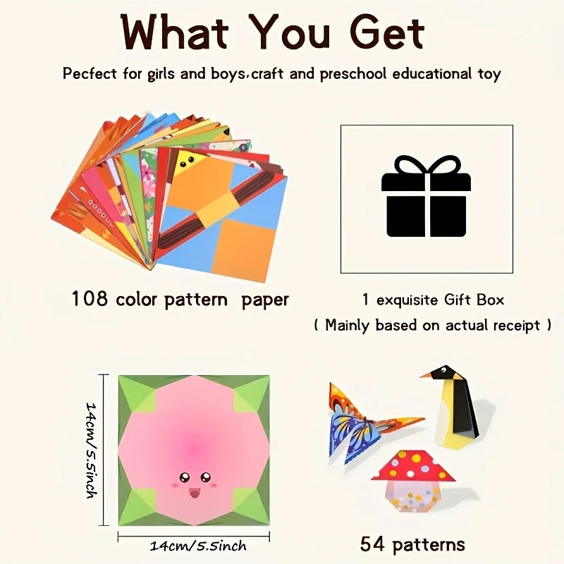 108-Piece Creative Origami Set – 54 Unique Designs for DIY Crafts and Educational Activities