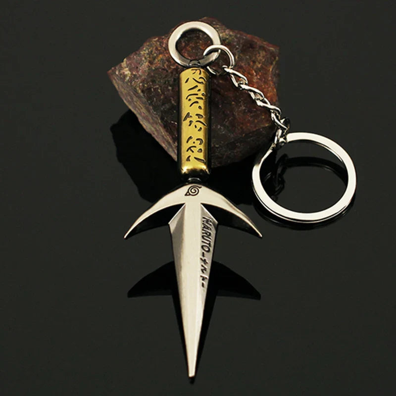 Naruto Minato Kunai Keychain – 9cm Metal Ninja Sword Samurai Katana Anime Weapon Model Accessories Gift for Fans