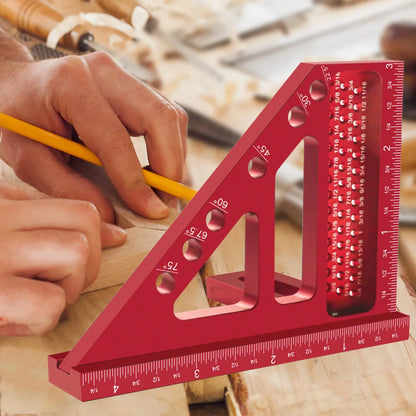 Imperial 3D Multi-Angle Measuring Ruler – 45/90 Degree Aluminum Alloy Woodworking Square Protractor for Engineers & Carpenters