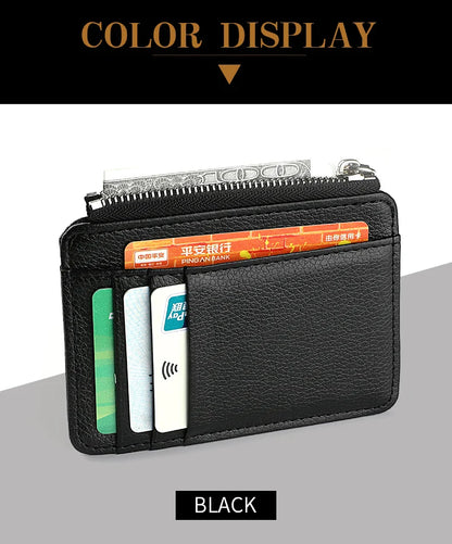 Mini Credit Card Wallet for Men – Slim ID Holder with Zipper, Small Sleeve-Style Short Coin Wallet