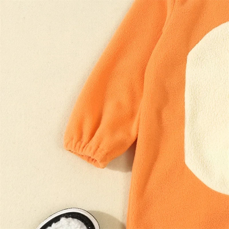 Cartoon Dog Costume for Toddlers - Blue & Orange Hooded Halloween Jumpsuit with Ears & Tail