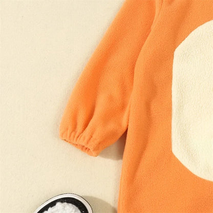 Cartoon Dog Costume for Toddlers - Blue & Orange Hooded Halloween Jumpsuit with Ears & Tail
