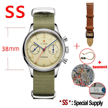 40mm 1963 Pilot Aviation Mechanical Chronograph — Original Seagull ST1901 Movement Men's Sapphire Vintage Watch