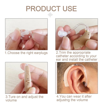 Digital BTE Hearing Aid - Adjustable Tone Portable Sound Amplifier for Seniors & Adults