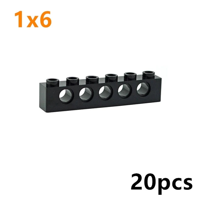 Technical Building Block Long Beam with Holes – Thick MOC Studded Bricks Compatible with 3703, 32018, 3895, 2730, 3894, 3701, 3700