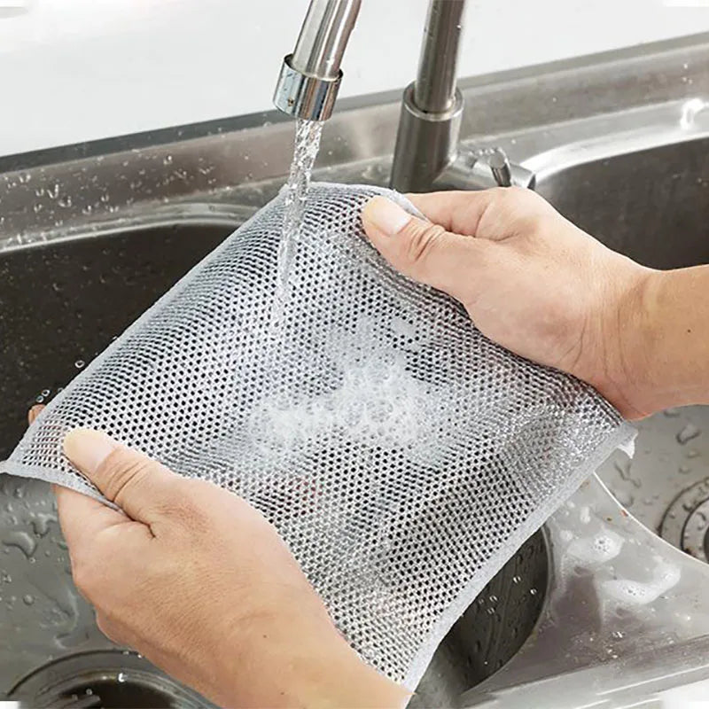 Effortless Kitchen Cleaning with Reusable Steel Wire Cleaning Cloth - Say Goodbye to Stubborn Stains and Rust!