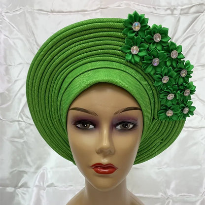 High-Quality African Headtie Turban: Nigerian Aso Oke Fabric Muslim Headwear - Gele Head Wrap Sego Headtie