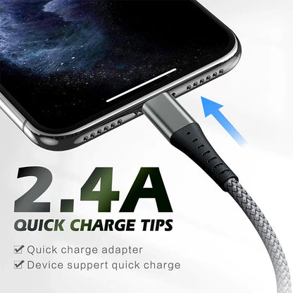 Original Lightning Cable USB – Fast Charging Wire for iPhone 14-6S Plus, X, XR, XS, 13, 12, 11 Pro Max, SE, Nylon Braided Charger Cord