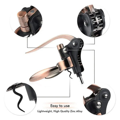 High-End Red Wine Corkscrew - Zinc Alloy Bronze Rabbit Head Wine Corkscrew Screwdriver