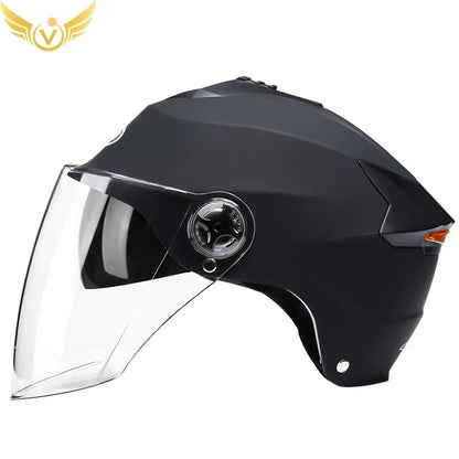 LED Motorcycle Helmet with Double Visor – Rechargeable Electric Scooter & Bicycle Safety Helmet for Men & Women Night Riding Protection