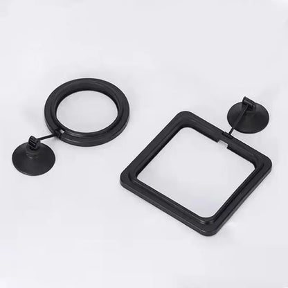 Aquarium Feeding Ring Fish Tank Floating Food Tray - Square Circle Feeder Accessory with Suction Cup - Black