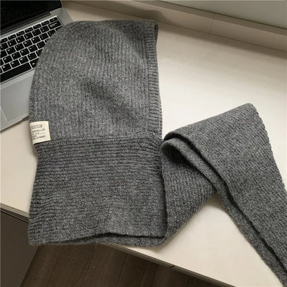 Y2K Balaclava Beanie Hat & Scarf – Thick Knit One-Piece Winter Neck Warmer Retro Style
