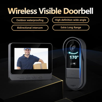 4.3" HD Wireless Video Doorbell — Night Vision, Waterproof Smart Home Intercom Camera
