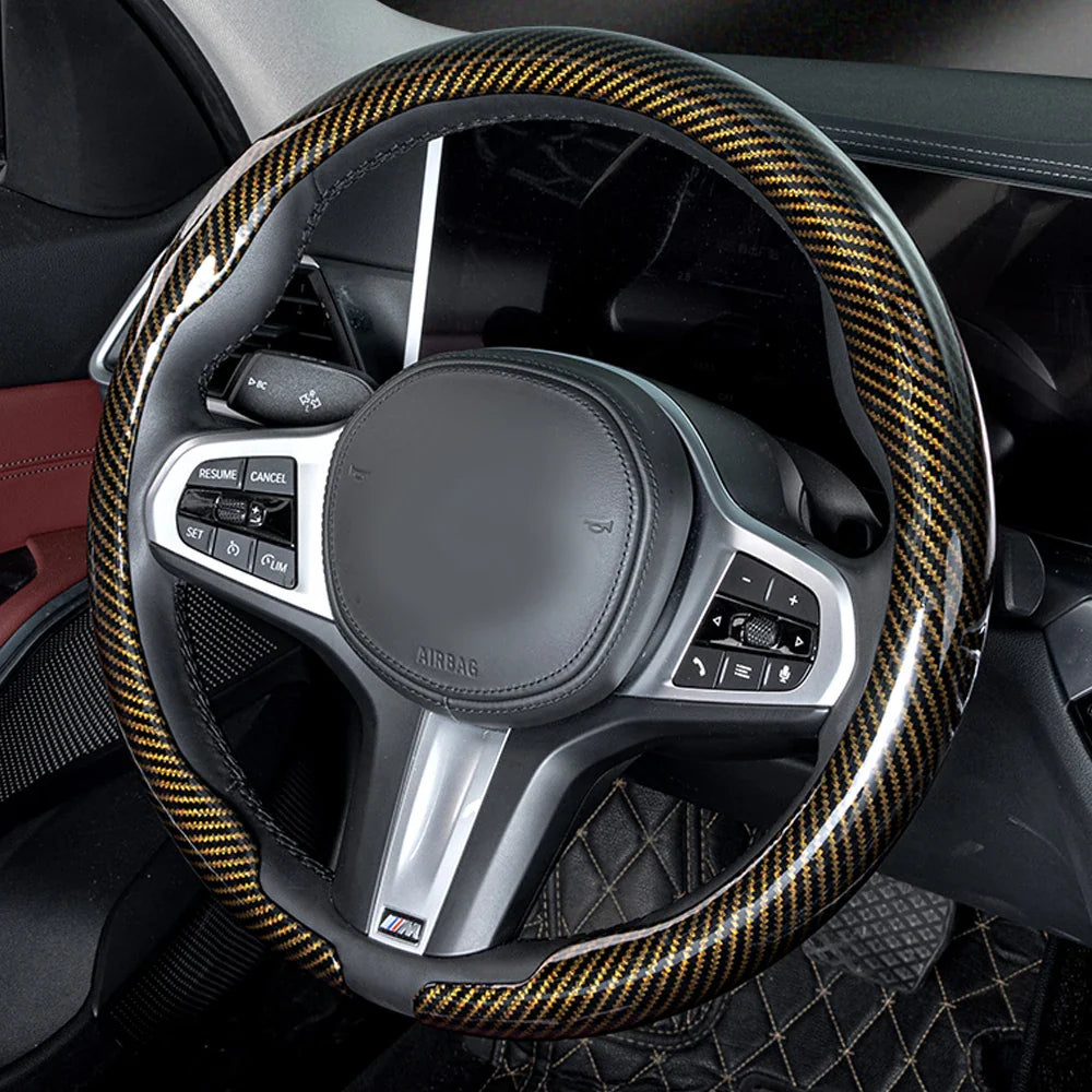 Universal 36-38cm Car Steering Wheel Cover — Non-Slip, Breathable, Fits Round & D-Shaped Wheels