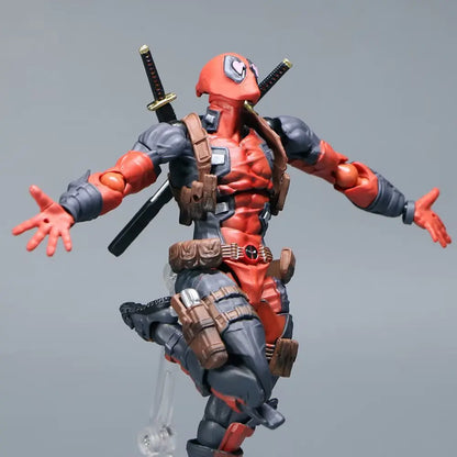 AMAZING YAMAGUCHI Deadpool & Wolverine 2.0 Action Figure – Grey Mutants Joint Movable KAIYODO Model Toy for Kids & Collectors