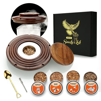 Cocktail Smoker Kit – Whiskey Smoking Set with 4 Wood Chips, Old Fashioned Drinks Accessories