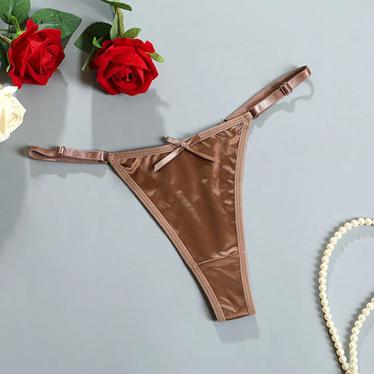 Low-Waisted T-Back Thong — Sexy Adjustable Strap Seamless Panty for Women, Erotic Lingerie Pure Desire