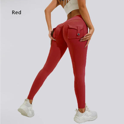 DIAS FIT JOY Women’s Nylon Yoga Pants – High-Waisted Butt-Lifting Tight Leggings with Pockets, Breathable No-T-Line Fitness Wear