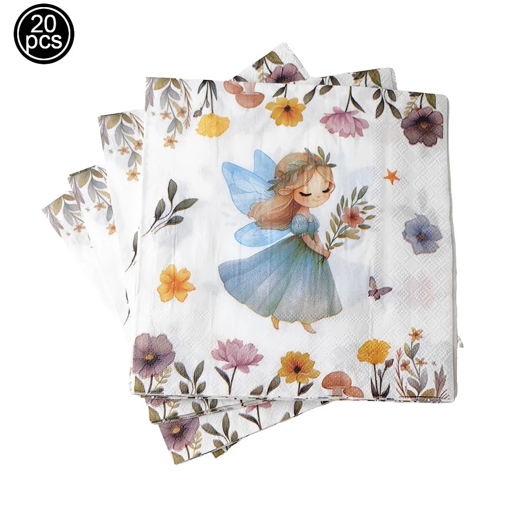 Pink Butterfly Fairy Party Tableware Set – Disposable Plates, Cups & Napkins for Birthday, Wedding & Baby Shower Decor
