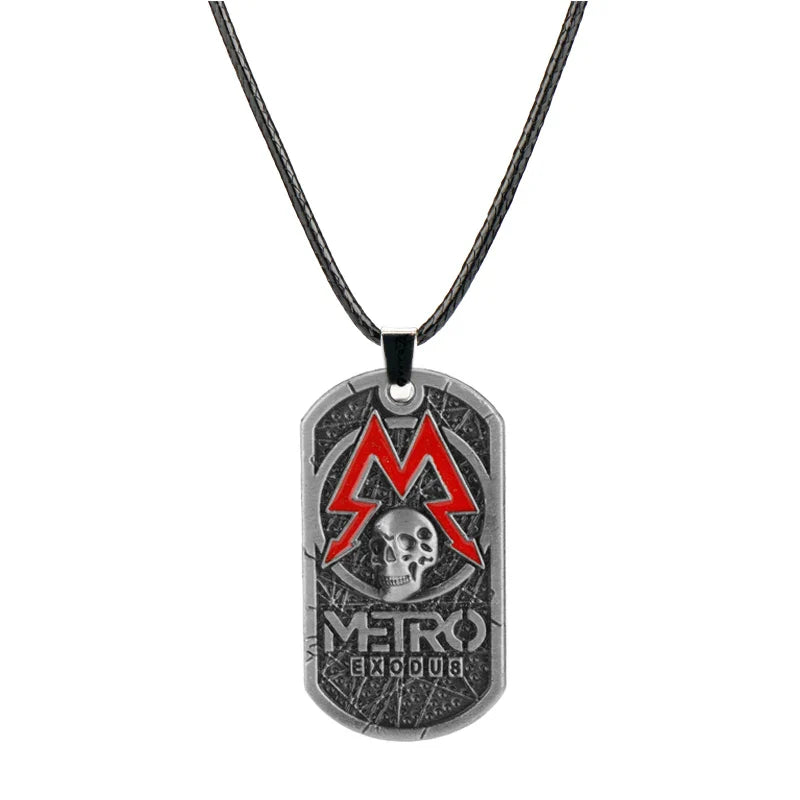 Metro Exodus 2033 Dog Tag Necklace – Retro Skull Pendant, Unisex Gamer Jewelry Gift