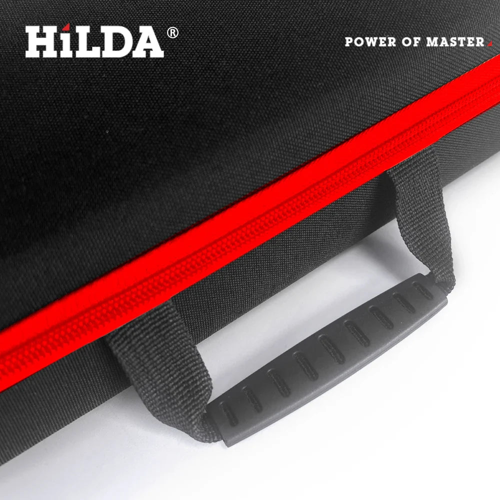 HILDA Large Capacity Waterproof Tools Bag – Electrician Hardware Organizer, 3 Sizes with Red Edges