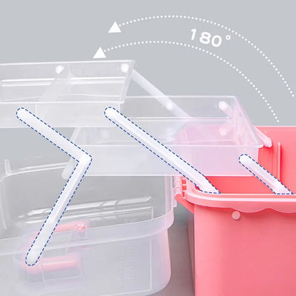 Three-Layer Transparent Plastic Craft Storage Box - Sewing and Folding Tool Box for Art Students, Miscellaneous Storage