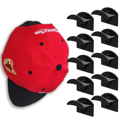 Baseball Hat Hooks: Set of 5/10 Traceless Black Sticking Hooks for Minimalist Design Hat Rack & Earphone Necklace Storage
