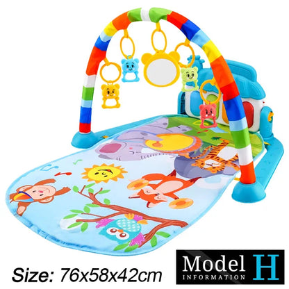 Baby Fitness Stand Music Play Gym – Newborn Piano Crawling Blanket & Pedal Activity Toy for Early Education (0-36 Months)