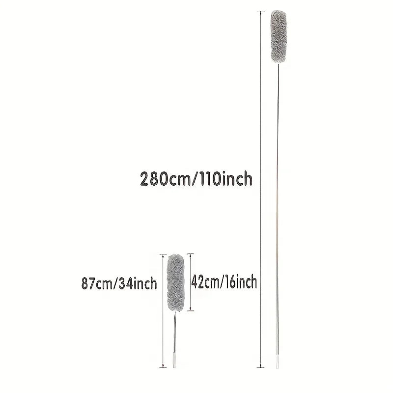 2.8M Extendable Chicken Feather Duster - Curved Ceiling Cleaning Broom with Electrostatic Dust Collector