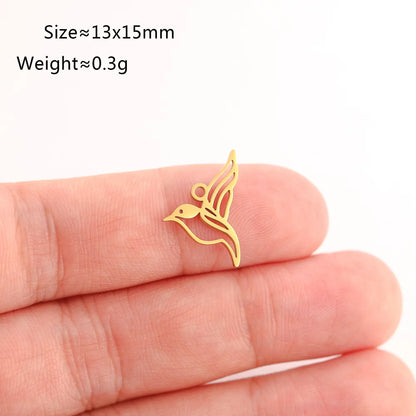 5PCS Animal Claw Charms Set – Stainless Steel Cat, Elephant, Hummingbird & Yoga DIY Pendants for Necklaces & Earrings