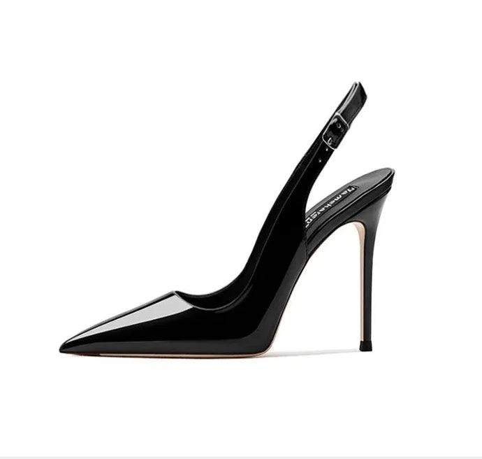 Women’s Sexy High-Heel Sandals 2025 – Pointed Toe Patent Leather Strappy Summer Party Shoes