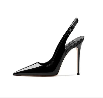 Women’s Sexy High-Heel Sandals 2025 – Pointed Toe Patent Leather Strappy Summer Party Shoes