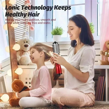 3-in-1 Rotating Hair Dryer & Straightener Brush – Hot Air Comb with Negative Ion Hair Styler