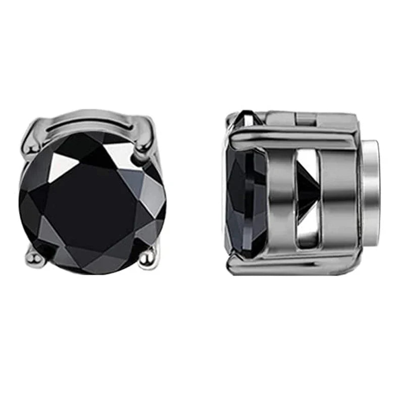 Magnetic Cubic Zirconia Clip-On Earrings Set – Non-Pierced Fake Stud, Cross Dangle & Hoop Styles for Men & Women