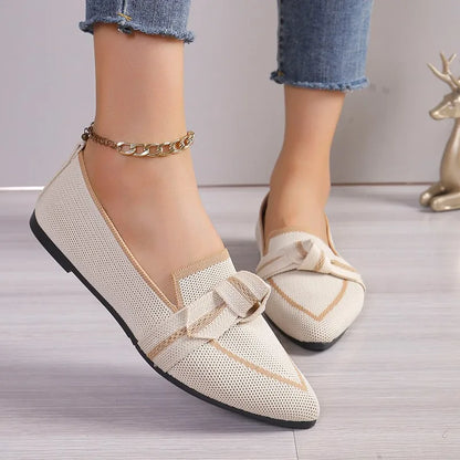 Women's Luxury Loafers – Pointed Toe Ballet Flats, Slip-On Casual Shoes with Low Heel and Butterfly Design