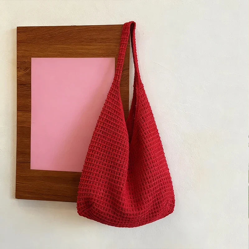 Crochet Shoulder Bag - Summer Woven Hollow Beach Tote for Vacation & Everyday Use