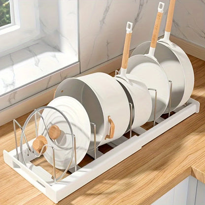 Expandable Kitchen Cabinet Pot Organizer Rack – Adjustable Divider for Pots, Pans & Multi-Purpose Storage