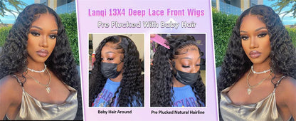 250% Curly Human Hair Lace Front Wig – Deep Wave Brazilian Remy 13x4 Water Wave Lace Frontal Wig