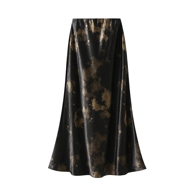 Seoulish Women’s Vintage Polka Dot Satin Mermaid Skirt – High Waist Midi Length Casual Spring Summer Fashion Skirt 2026
