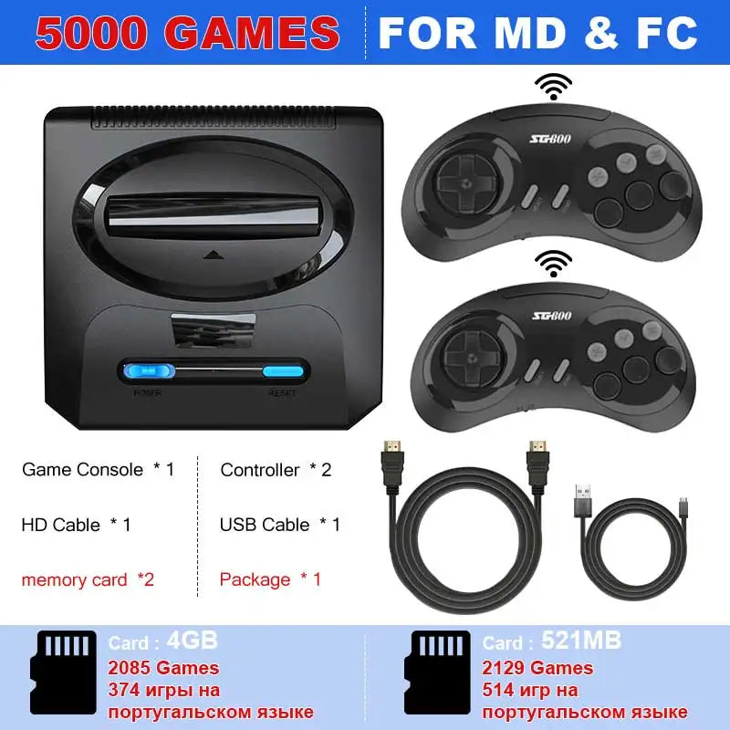 16-Bit Retro Sega MD Game Console – HDMI Output for Sega Mega Drive, Genesis & Dendy Classic Video Game System