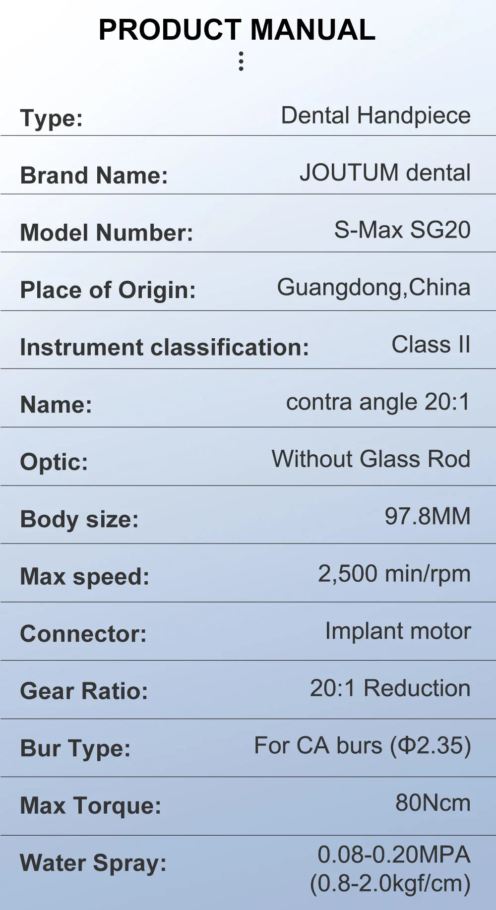 Dental 20:1 Implant Contra Angle Handpiece – Slow Speed for E-Type Micromotor, Compatible with Dental Implants