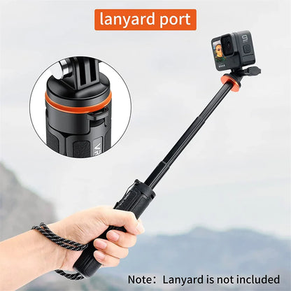 Aluminum Extendable Selfie Stick Tripod – Mini Portable Vlog Tripod for GoPro Hero 12-6, Osmo Action, Insta360 One R & X3