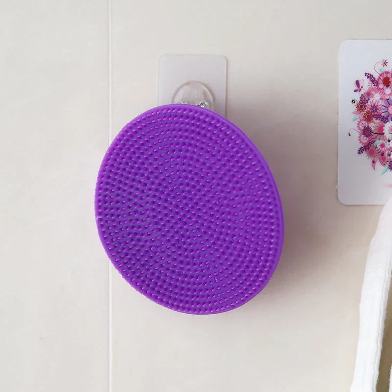 Silicone Body Scrubber with Natural Bristles – Skin Exfoliating Shower Sponge & Bath Brush