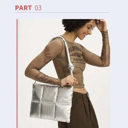 Trendy Puffy Cotton Laptop Bag 14 Inch — Waterproof, Shockproof Sleeve with Shoulder Strap for MacBook, Lenovo, Huawei