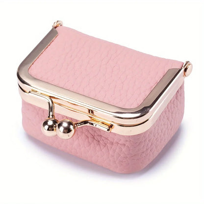 Women’s PU Leather Jewelry Organizer Box – Solid Color Ring, Necklace & Earring Storage Case with Mini Coin Purse Kiss Lock