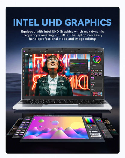 FIREBAT A14 Laptop — 14.1" FHD | Intel N5095 | 16GB LPDDR4 RAM | 512GB/1TB SSD | Lightweight Business Notebook with Fingerprint Unlock