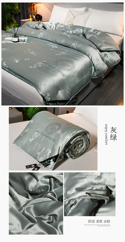 100% Mulberry Silk Handmade Comforter – Winter Warmth, Spring & Autumn Blanket, Thickened Single/Double Quilt for Home & Hotel