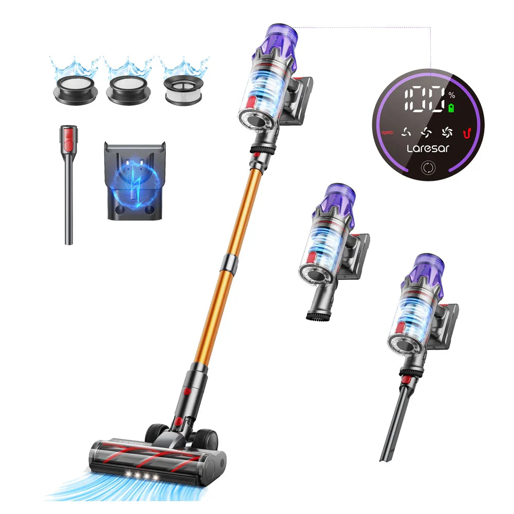 Laresar V7 500W Cordless Handheld Vacuum Cleaner – 50000Pa Suction Power, 60 Min Runtime, Smart Home Dust Cup Cleaner
