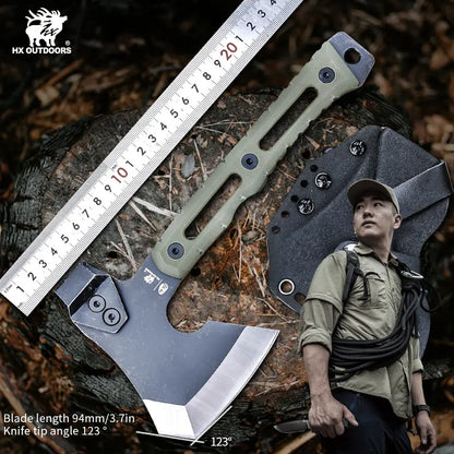 HX OUTDOORS Mercenary Full Tang Camping Axe – Tactical Hatchet, Multifunctional Hunting Tool & Tomahawk Hammer