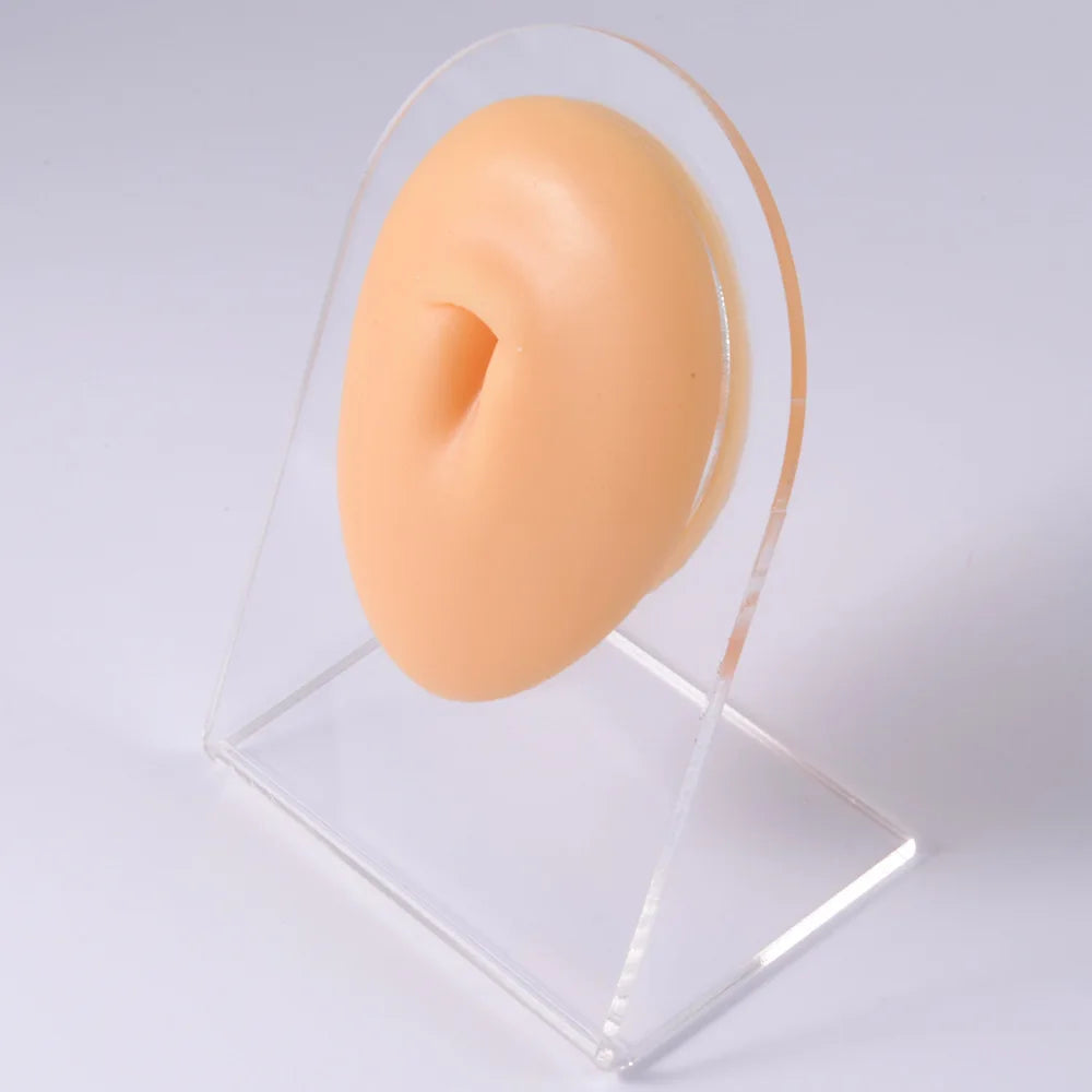 Soft Silicone 1:1 Simulation Body Piercing Practice Model – Ear, Nose, Navel & Nipple Display Stand for Jewelry Training & Teaching Accessories